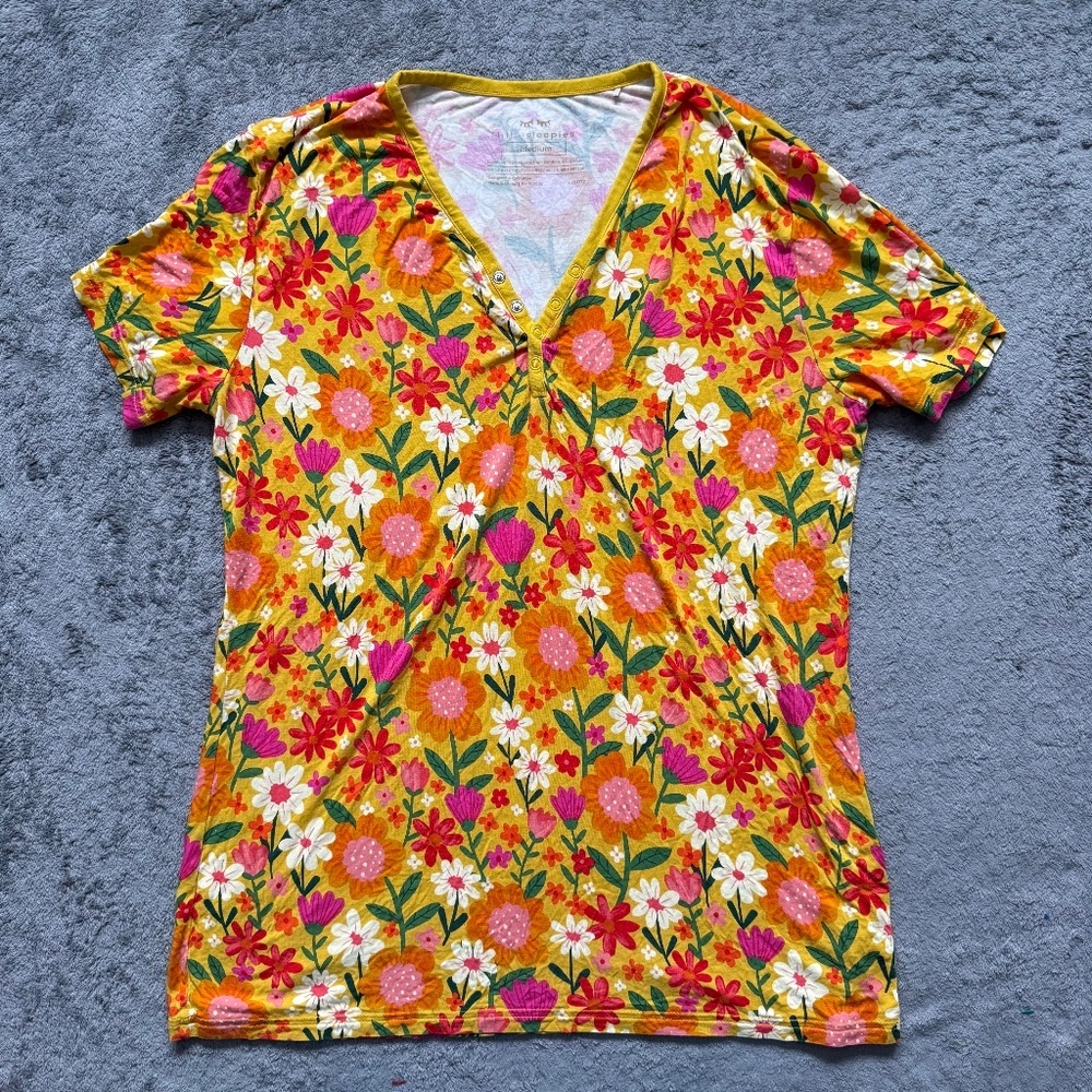 Little Sleepies Yellow Floral V-Neck Pajama Top